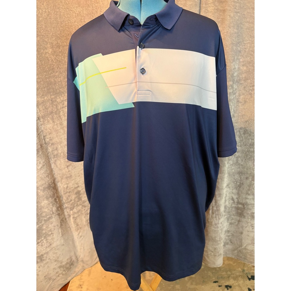 Callaway Opti-Dri Mens XXL Navy Blue Colorblock Golf Polo Shirt Short Sleeve
